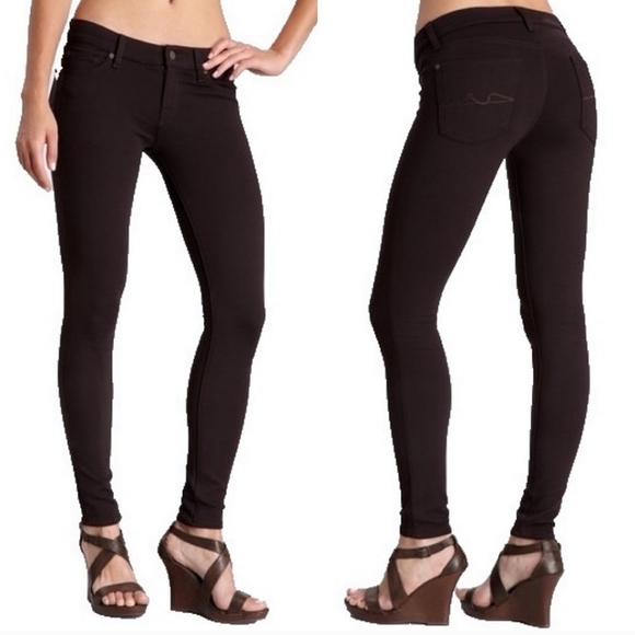 7 For All Mankind Ponte Stretch Brown Jeggings/Skinny Ankle Pants, Size 27 ~ GUC - Picture 1 of 13